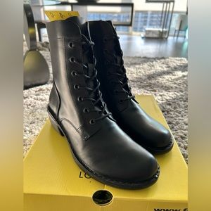 NEW Genuine Leather Lace-Up Boot - Black - size 39